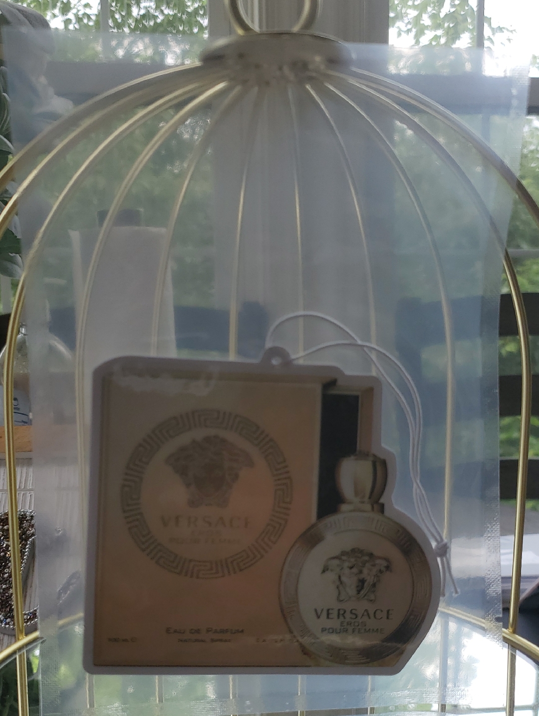 Versace Gold And Beige Decorative Perfume Hanging Air Freshner